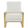 LeisureMod Jefferson Faux Leather Accent Armchair With Gold Frame, White