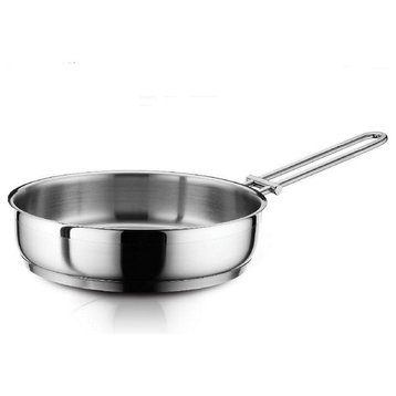 Hascevher 18/10 Stainless Steel 10" Deep Frying Stir Fry Pan Open Skillet