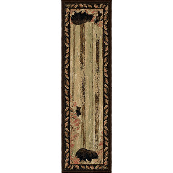 American Destination Smokey Mountains Bear Lodge Area Rug, 2'3"x7'7"