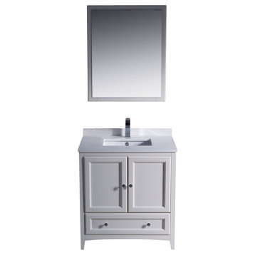 30" Single Sink Bathroom Vanity, Antique White, FFT1040CH