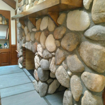 River Rock Fireplace Surround