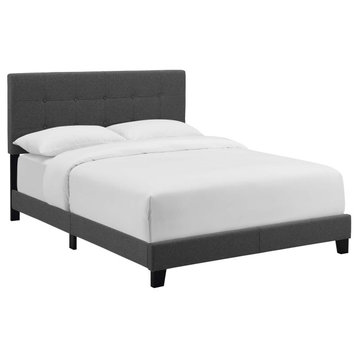 Amira Twin Upholstered Fabric Bed Gray