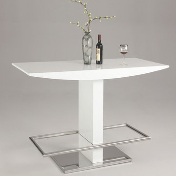 Orchard High Gloss White/Stainless Steel T-Stand Home Bar