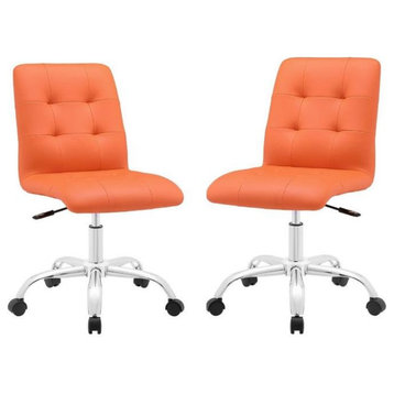 Home Square 2 Piece Swivel Faux Leather Office Chair Set in Orange