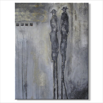 "Walking in Rain" Modern, Contemporary, Limited Edition Painting, 48x36"