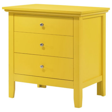 Glory Furniture Hammond 3 Drawer Nightstand in Yellow