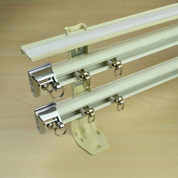 CHR7424 Wall Mount Triple Curtain Track Set with Valance Track and Rails - Window Treatment Accessories