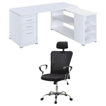 Home Square 2 Piece Set with L Shaped Writing Desk & Executive Office Chair