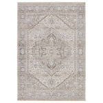 Jaipur Living - Vibe by Jaipur Living Venn Medallion Taupe/ Silver Runner Rug 3'X8' - The stunning En Blanc collection captures the elegance of neutral, vintage-inspired patterns and melds Old World aesthetics with an updated and luxurious vibe. The Venn rug boasts an ornate center medallion motif in tonal hues of taupe, silver, and cream. Soft and lustrous, this chameleon-like design emulates the timeless style of a Turkish hand-knotted rug, but in an accessible polyester and viscose power-loomed quality.