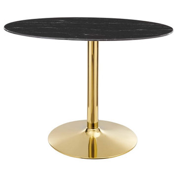 Verne 42" Artificial Marble Dining Table Gold Black -4758