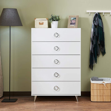 Chest with 5 Drawers, White