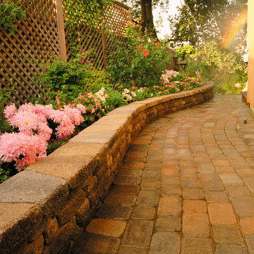 Retaining wall and pavers
