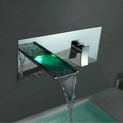 Contemporary Color Changing LED Waterfall Bathroom Sink Faucet T8013 - Bathroom Sink Faucets
