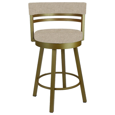 Round Swivel Stool, Sun Gold Frame - Pebble Seat, Counter