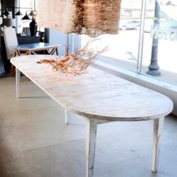 Primitive 11' White Dining Table w/ Tapered leg - Products