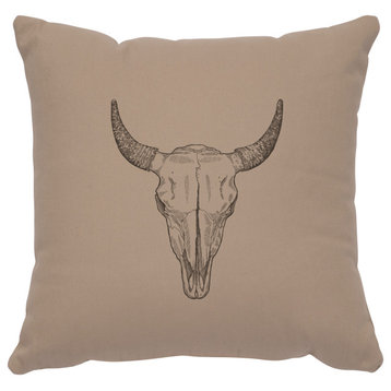 Image Pillow 16x16 Bull Skull Cotton Alabaster
