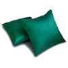 Art Silk 20"x28" Lumbar Pillow Cover Set of 2 Plain, Solid - Dark Green Luxury
