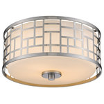 Z-LITE - Z-LITE 330F12-BN 2 Light Flush Mount - Z-LITE 330F12-BN 2 Light Flush Mount, Brushed NickelThe Elea family boasts a geometric pattern that combines matte opal glass with brushed nickel finish delivering a fascinating contemporary design.Collection: EleaFrame Finish: Brushed NickelFrame Material: SteelShade Finish/Color: Matte OpalShade Material: GlassDimension(in): 11.75(W) x 6(H)Bulb: (2)60W Medium base,Dimmable(Not Included)UL Classification/Application: CUL/cETLu/Wet