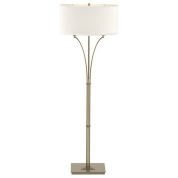 Contemporary Formae Floor Lamp, Soft Gold, Flax Shade
