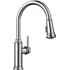 Blanco Empressa Pull-Down Kitchen Faucet With Soap Dispenser, Polished Chrome