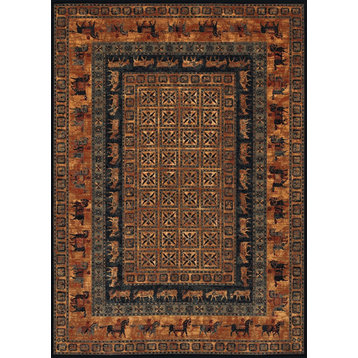 Couristan Old World Classic Pazyrk 1660 and 3066 Lodge Rug, Burnished Rust