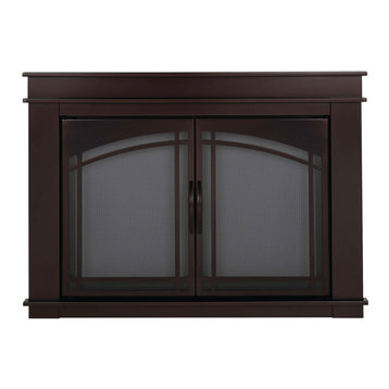 Pleasant Hearth Fenwick Collection Fireplace Glass Door, Oil Rubbed Bronze, Large