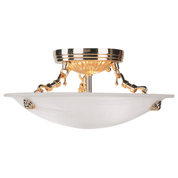 Livex Lighting 3 Light Steel Ceiling Mount With Polished Brass Finish 4272-02