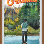 Marmont Hill Inc. - "Ozarks Fish Arkansas" Framed Painting Print, 24x36 - Perfect for fishers and those who reside by the lake, this print features a boy at the end of a log hoping to snatch a big fish.This piece is printed on high quality archive paper and professionally hand-framed. With wall-mounting hooks included, this artful accent is ready to hang up as soon as it reaches your front door.