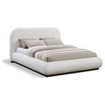 Meridian Furniture - Vaughn Bed, Cream, Queen, Chenille Fabric, Black Finish - Transform your bedroom into a cozy and inviting retreat with the Vaughn Queen Bed. With its rich cream chenille textured fabric and solid wood base in a black finish, this bed exudes a warm and inviting ambiance that will make you feel right at home. Its soft and plush surface provides a cozy and comfortable retreat, while its sturdy and durable construction ensures that you can enjoy long-lasting comfort. So go ahead, treat yourself to a restful night's sleep in this exquisite bed, and wake up feeling refreshed and rejuvenated.