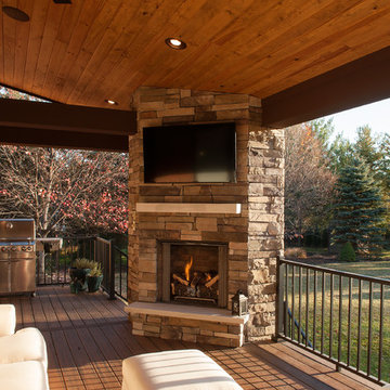 Covered Outdoor Living Fireplace