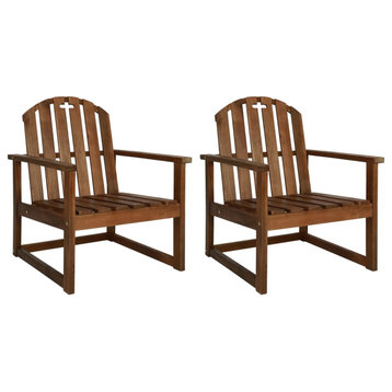 vidaXL Patio Chairs 2 Pcs Patio Dining Chair with Armrest Solid Wood Acacia