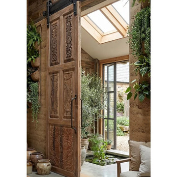 Carved Sliding Barn Doors, Statement Feature Wall
