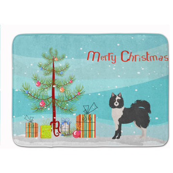 Black and White Elo dog Christmas Tree Machine Washable Memory Foam Mat Doormats