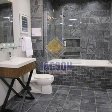 silver grey slate  bathroom tiles