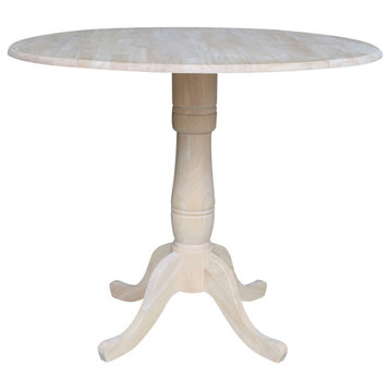 42" Round dual drop Leaf Pedestal Table - 35.5 "H, Unfinished