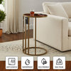 Loft Lyfe Pearl End Table 2 USB Charging Ports 2 Outlets, Walnut/Gold
