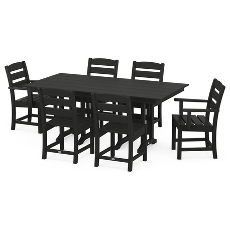 POLYWOOD Lakeside 7-Piece Farmhouse Dining Set, Black