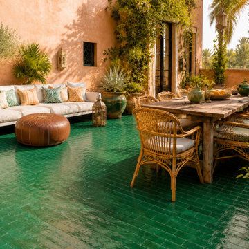 Handmade Green Moroccan Bejmat Tile Patio Design