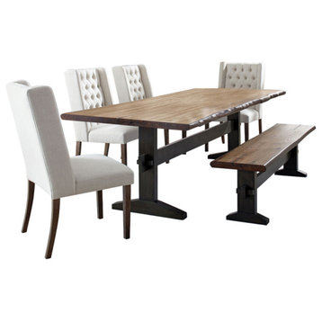 Bexley Rectangular Live Edge Dining Set Natural Honey and Espresso Dining Table