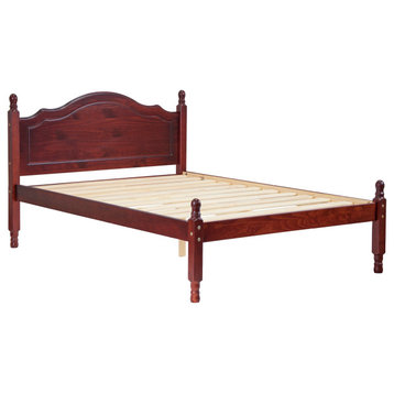 100% Solid Wood Reston Full Panel Headboard Platform Bed, Mahogany