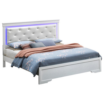 Lorana Collection D Panel Beds, Silver Champagne
