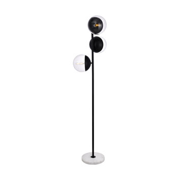 Eclipse 3-Light Floor Lamp, Black With Clear Glass
