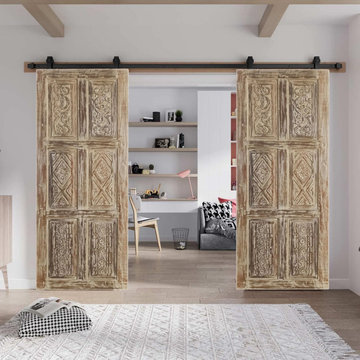 Vintage Coastal Carved Wood Doors