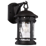 Trans Globe - Trans Globe 40370 BK Boardwalk - 7" One Light Outdoor Wall Lantren - The Boardwalk Collection exhibits a unique wall lantern that is perfect for adding supplemental lighting to any outdoor living space. The Nautical theme allows the lantern to stand out as both functional and decorative as it lights up any outdoor setting. This fixture blends a durable metal frame with Clear Water Glass, providing a unique combination. The glass adds beautiful, soft reflections to the areas it shines on.  Assembly Required: TRUE