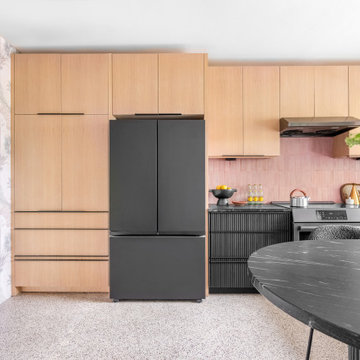Mid-Century Modern Pink Kitchen in Miami Shores