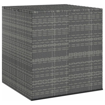 vidaXL Cushion Box Deck Box with Lid Patio Cabinet Storage Chest PE Rattan Gray