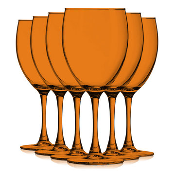 Nuance 10 oz Accent Stem Wine Glasses - Set of 6, Full Orange