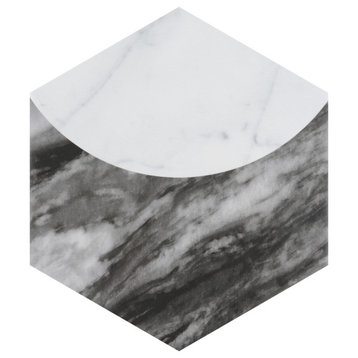 Classico Bardiglio Hex Moon Carrara Porcelain Floor and Wall Tile