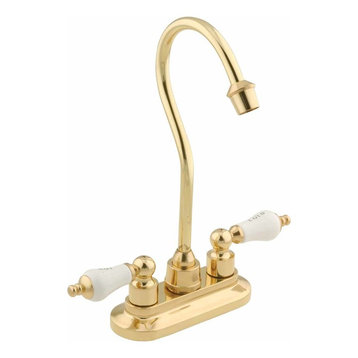 Gooseneck Bar Faucet Heavy Cast Brass Centerset 2 Handles |