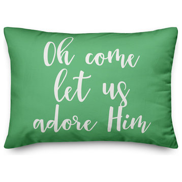 Oh Come Let Us Adore Him, Light Green 14x20 Lumbar Pillow